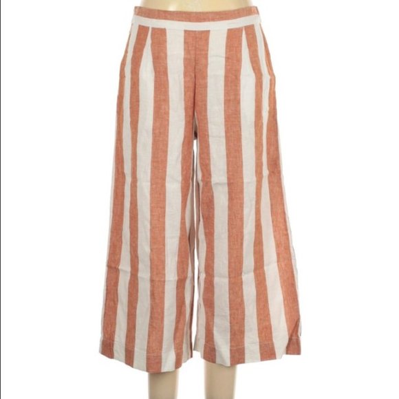 BeachLunchLounge Cropped Linen Blend Coastal Pants - Size L - EUC - Picture 1 of 4